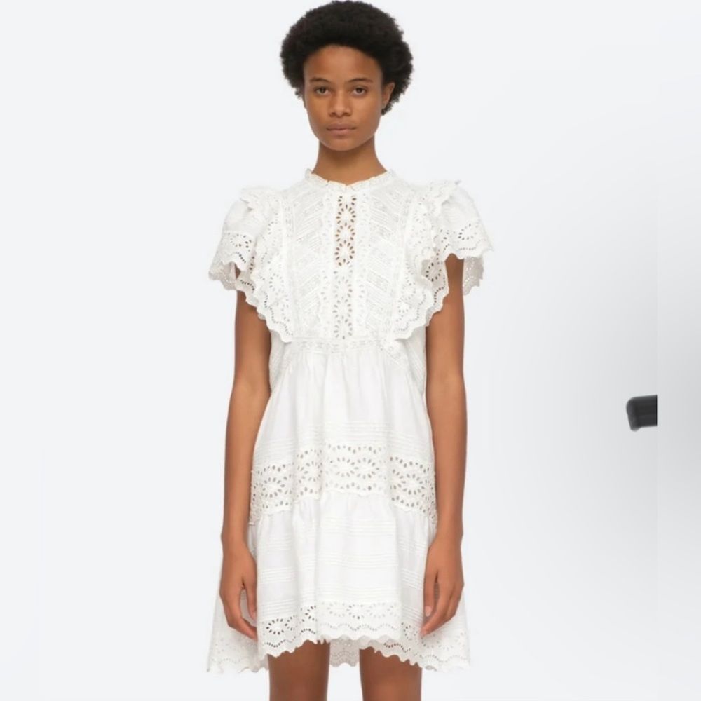 Sea New York $375 georgina white eyelet dress NWT